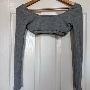 Gray Long Sleeve Crop Top